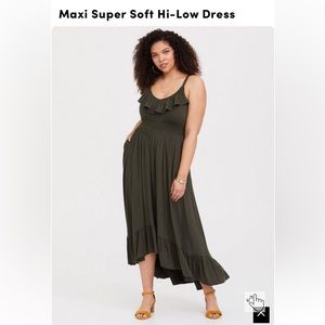 Torrid Super Soft Hi-Low Maxi Dress Green